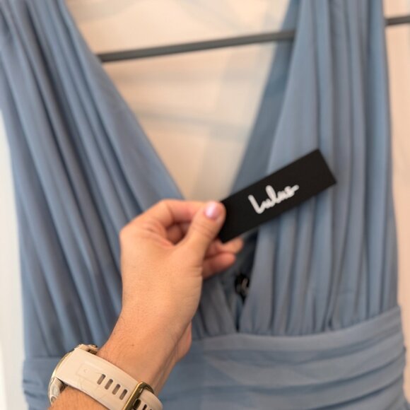 NWT Lulu's Light Blue V Heavenly Maxi Dress Retails $100 Size M - Picture 6 of 6